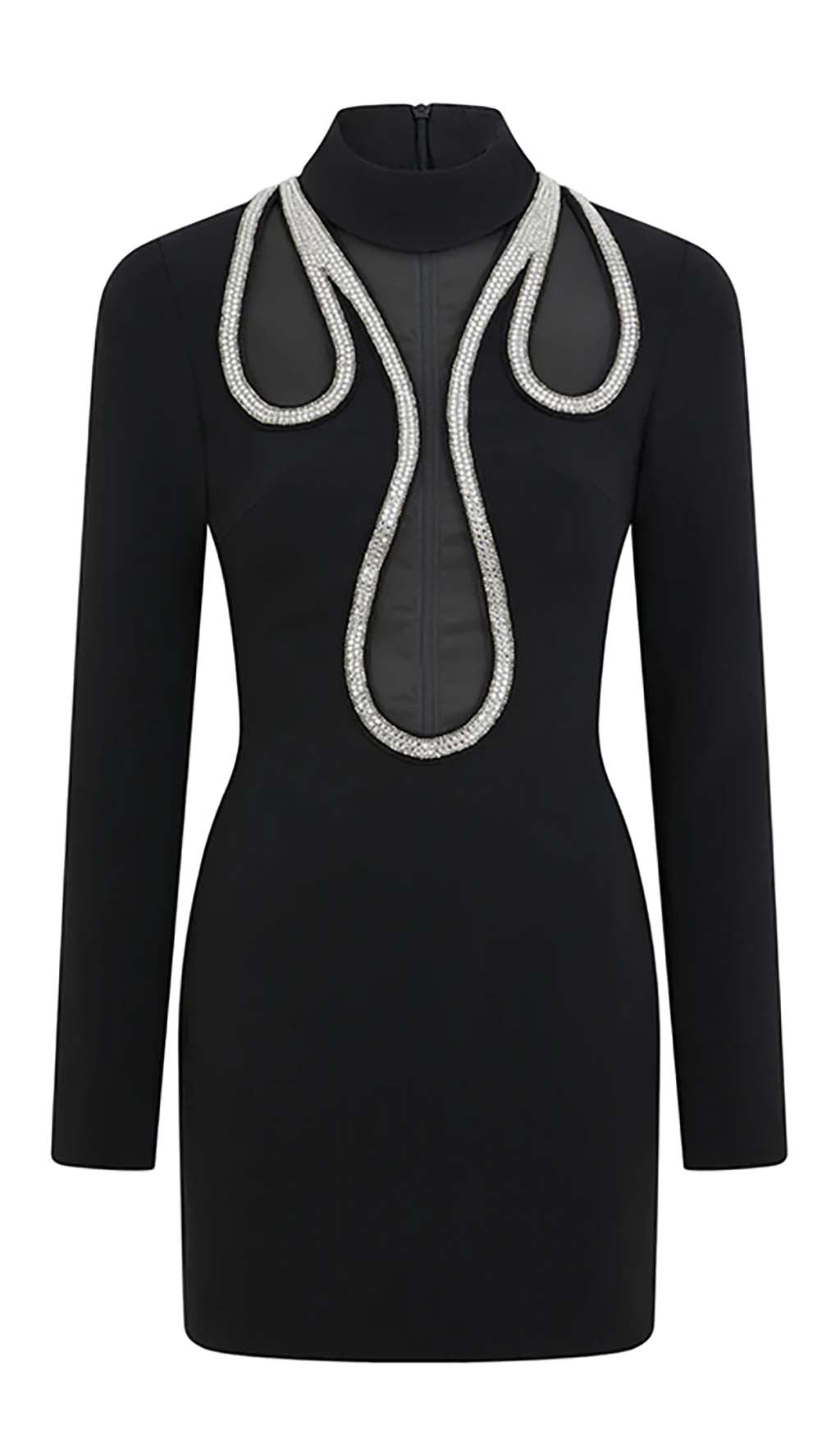 TRENDING CRYSTAL FLAME MINI DRESS IN BLACK - OWNCI TRENDING CRYSTAL FLAME MINI DRESS IN BLACK - OWNCI