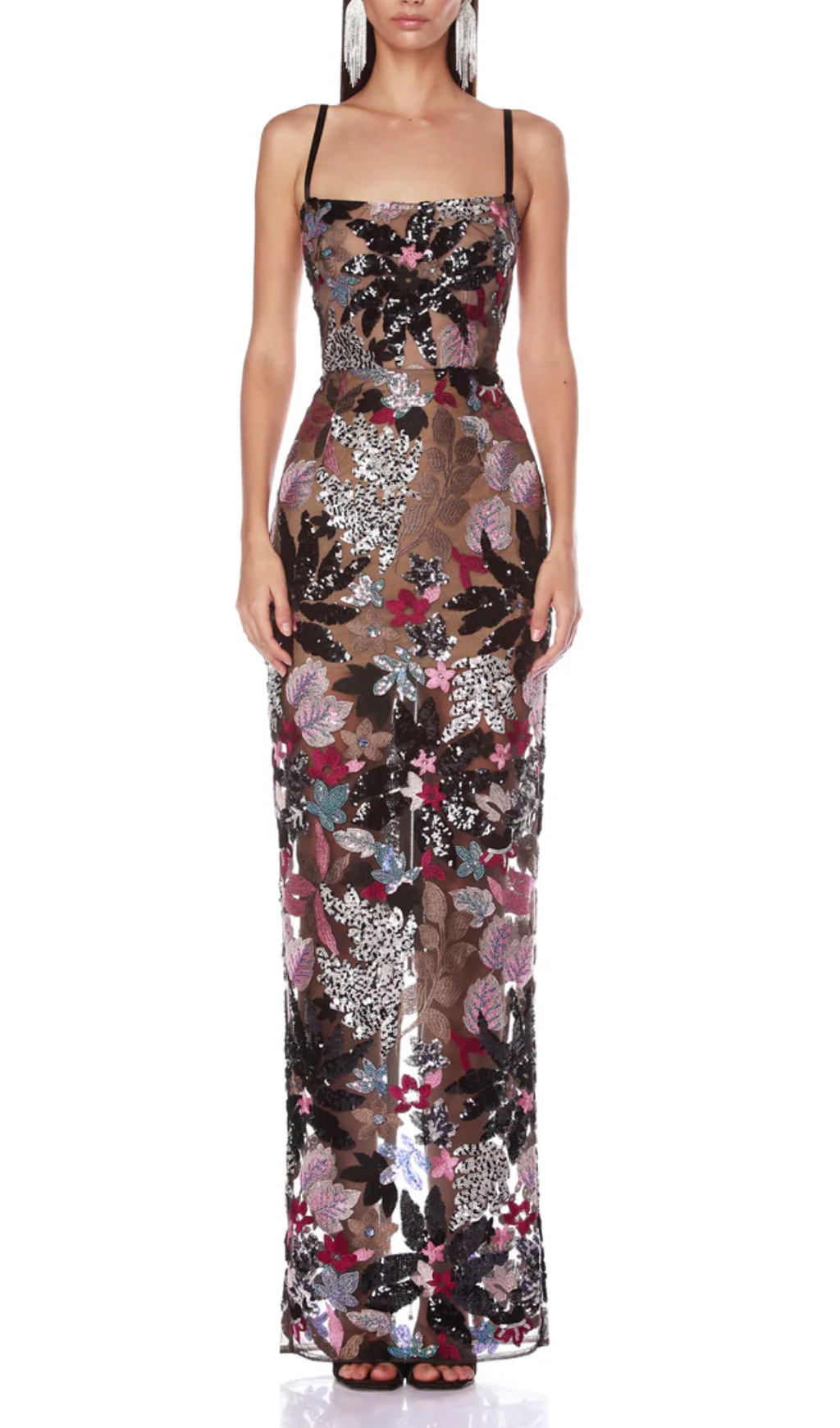 Fashionslee Women Bryson Floral Sequin Embroidery Maxi Dress