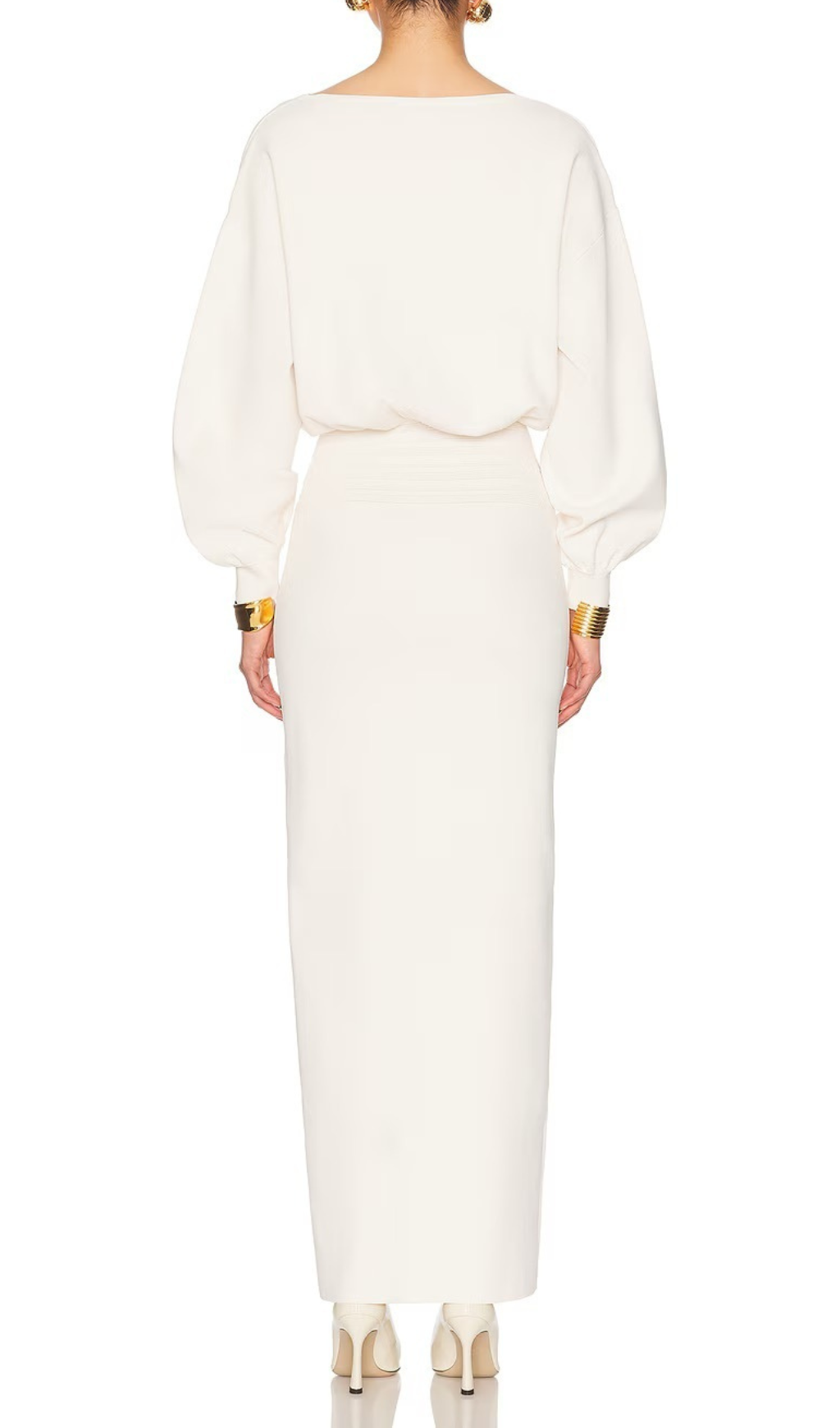 Fashionslee Women Honoria White Long Sleeve Maxi Dress