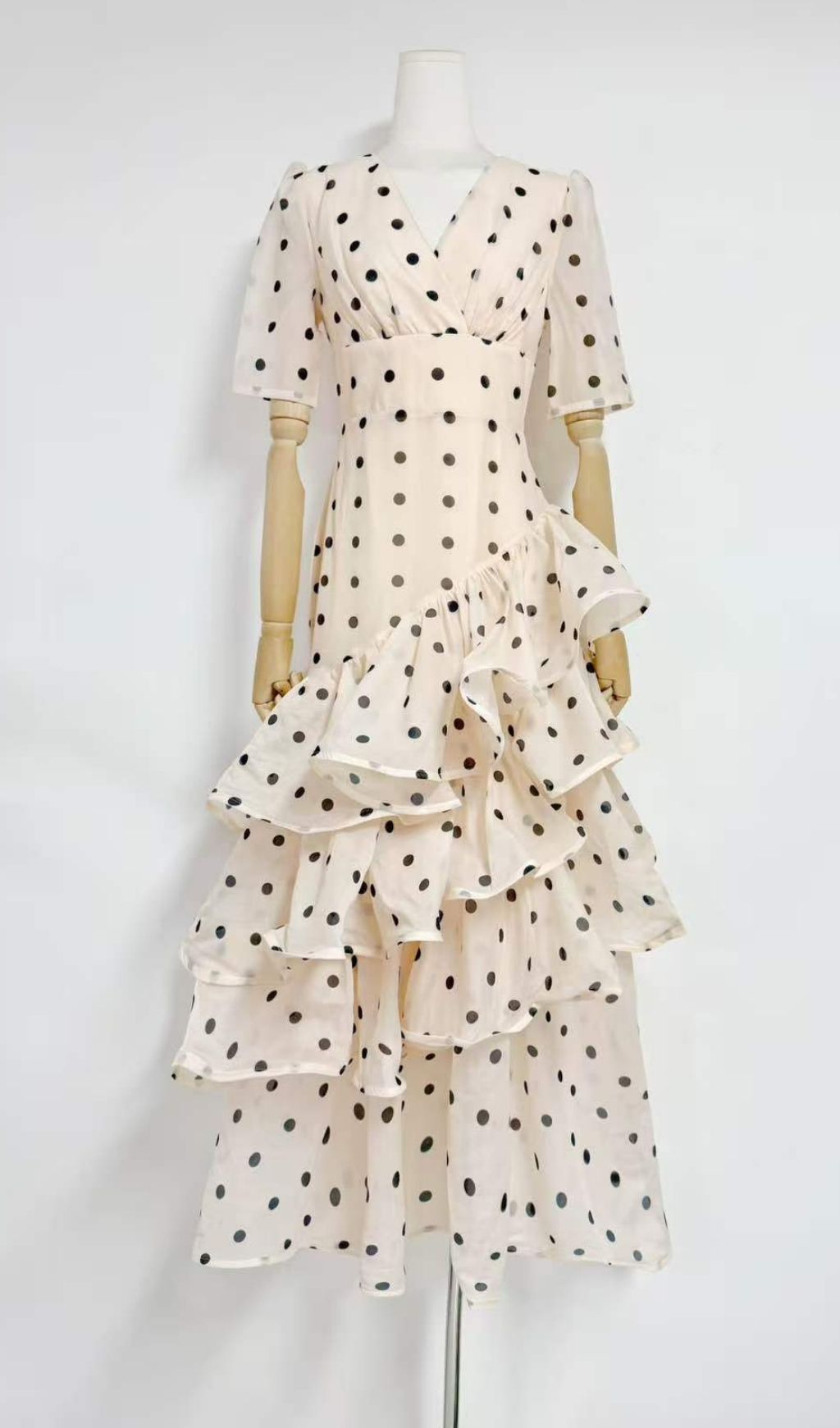 Fashionslee Women Kelsi Apricot Dot Layered Maxi Dress