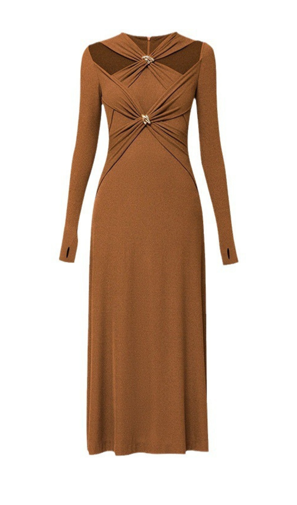 Fashionslee Women Braydon Cutout Knit Long Sleeve Midi Dress