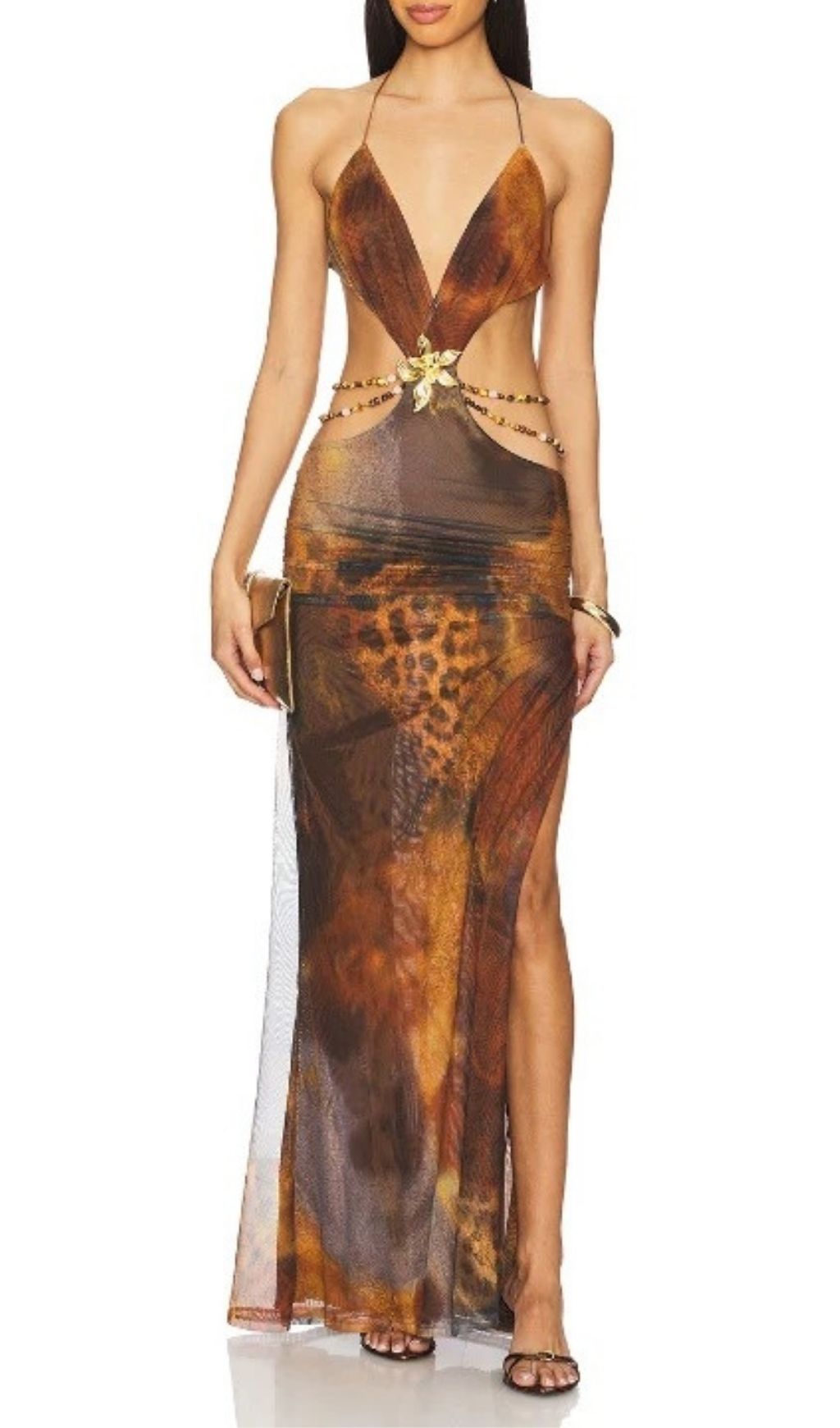 Fashionslee Women Kekona Halter Printed Maxi Dress