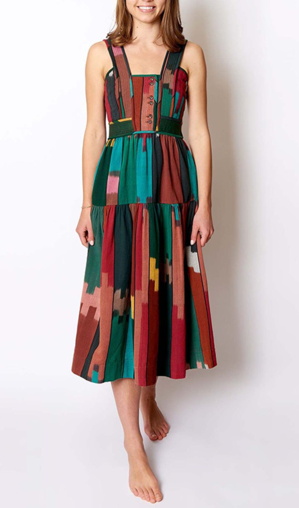 Fashionslee Women Geneva Strappy Printed Midi Dress
