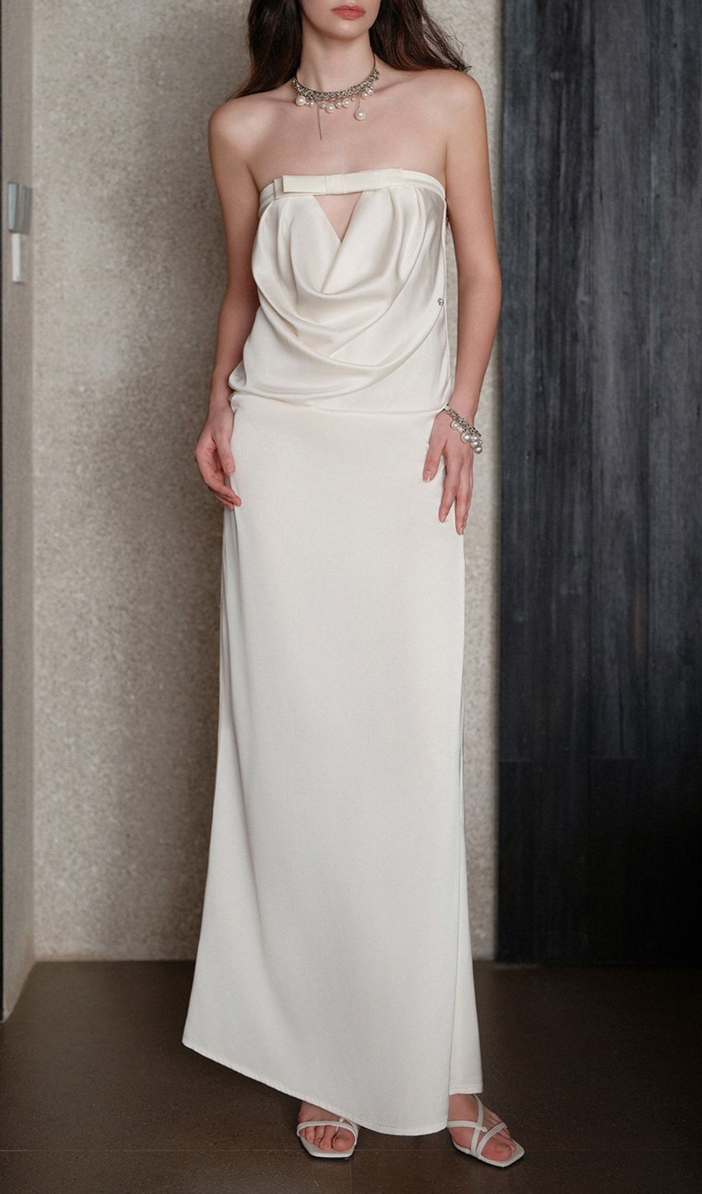 Fashionslee Women Khadija White Strapless Maxi Dress