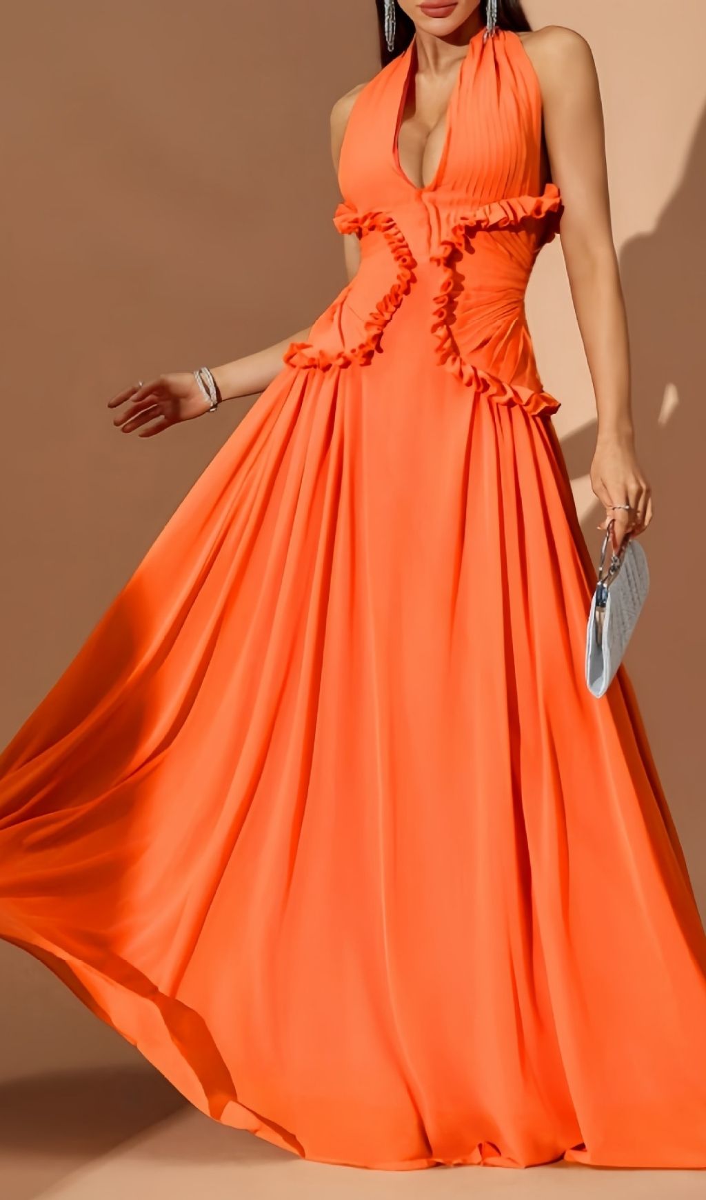 Fashionslee Women Kallisto Halter Pleated Maxi Dress