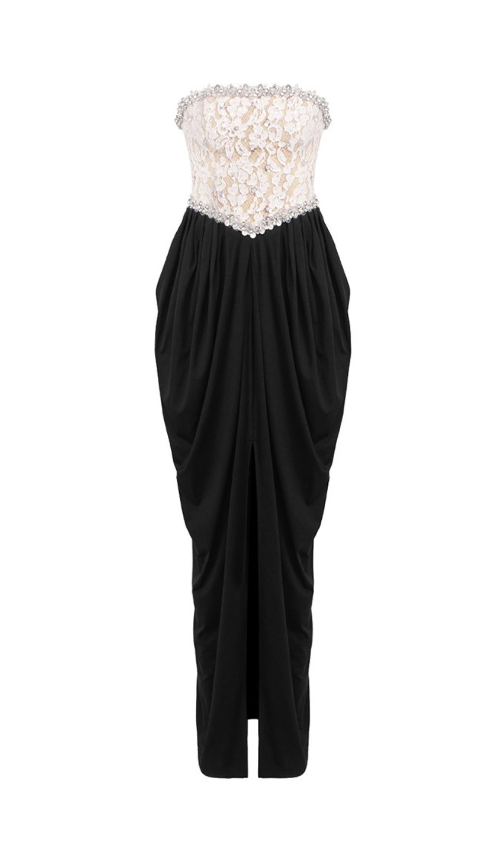 60fabe379b536115abda893be64b9736.jpg Fashionslee Women Jordy Strapless Lace Beaded Maxi Dress
