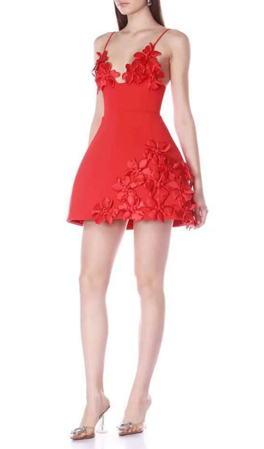 611e0449e8d98b77d9c94ab7aa728f8e.jpg Fashionslee Women Keyla Red Strappy Flower Bandage Mini Dress