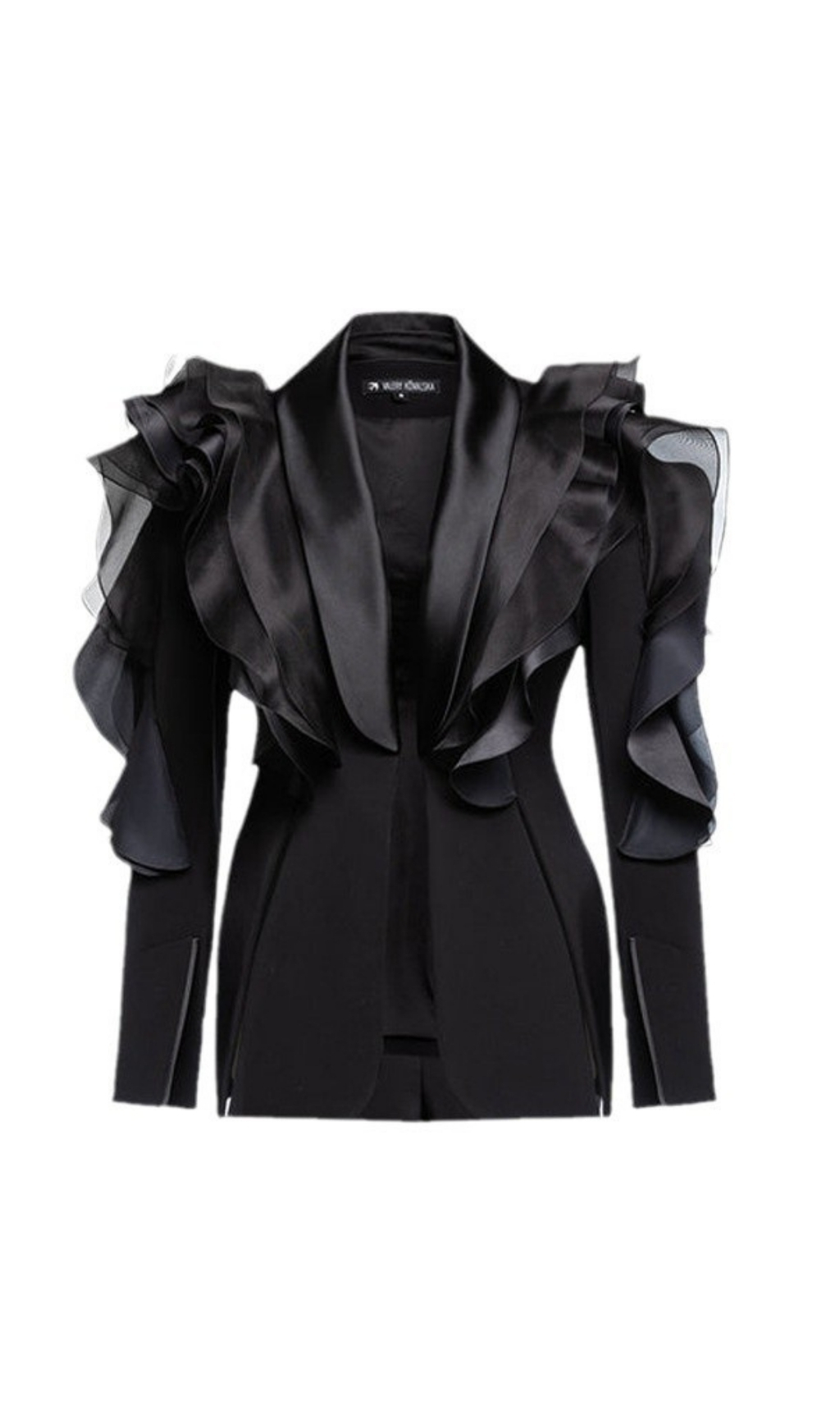 VINTAGE BLACK RUFFLE BLAZER MUST-HAVE - OWNCI VINTAGE BLACK RUFFLE BLAZER MUST-HAVE - OWNCI