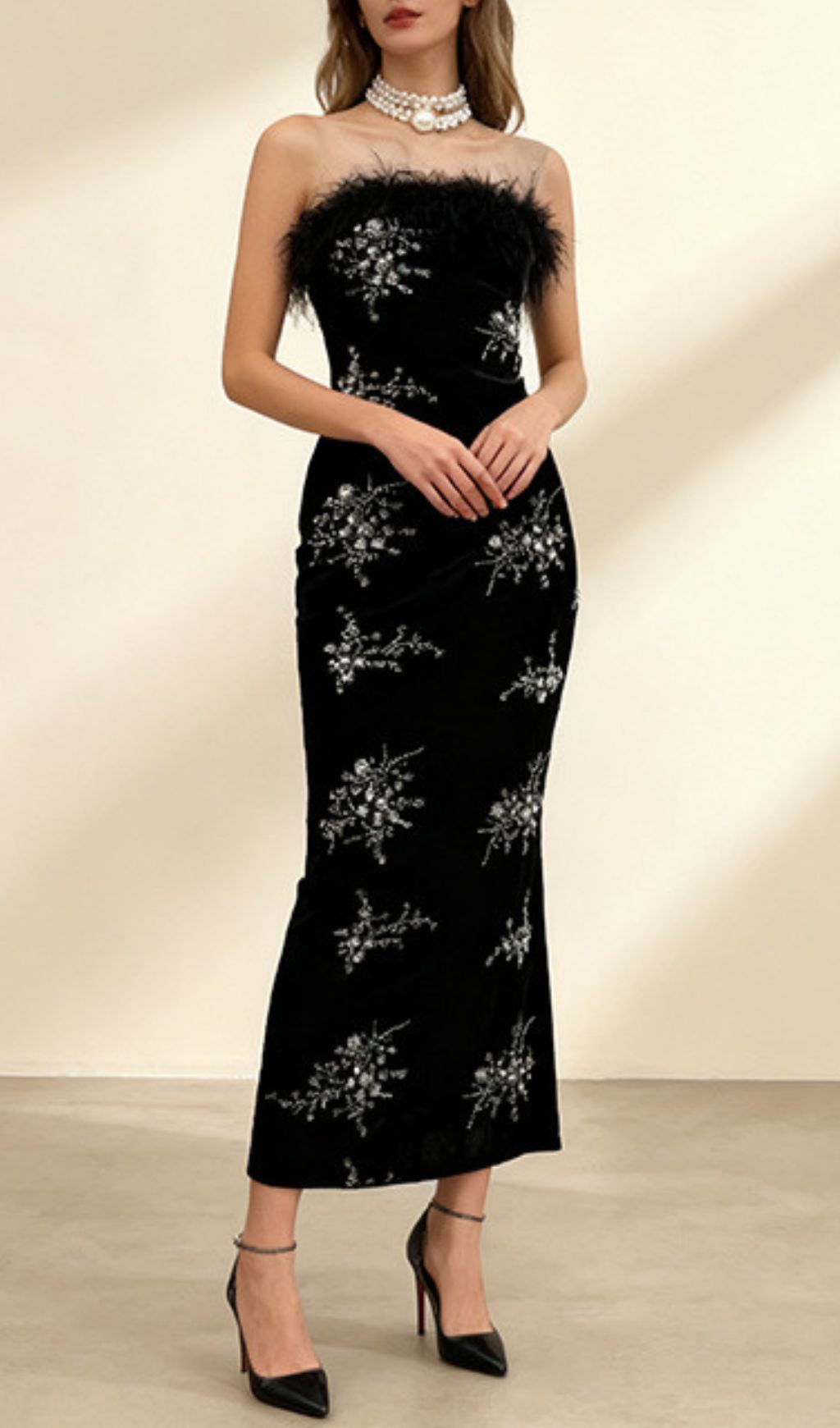 613a8715df0d8bb435552743a8f00e93.jpg Fashionslee Women Inanna Black Strapless Sequin Maxi Dress