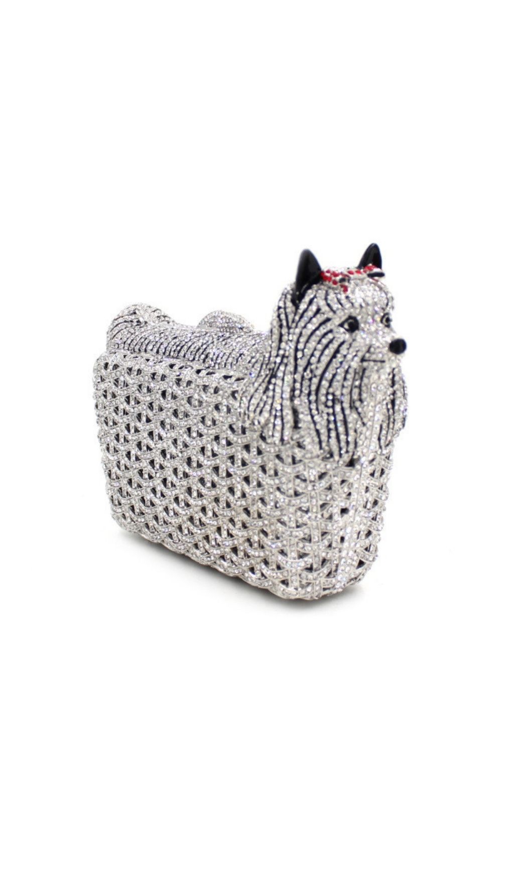 Fashionslee Women Khamani Silver Dog Diamante Bag