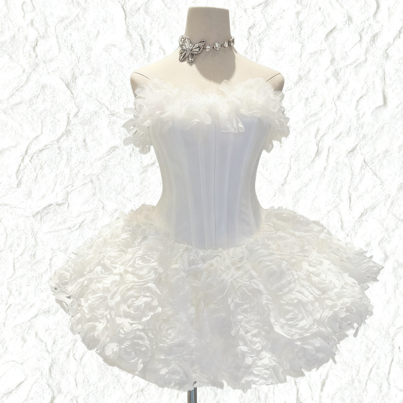 613b50c78de3de63f3cff4bf74aab62e.jpg Fashionslee Women Irma Strapless Corset Flower Mini Dress