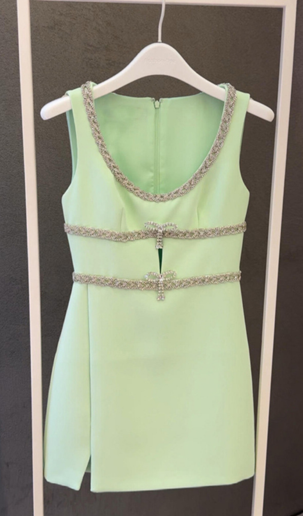 Fashionslee Women Diamante Bow Mini Dress