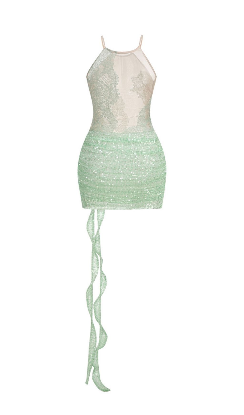 615425fd13c1a983966b23e83a8a0466.jpg Fashionslee Women Kayla Green Lace Flower Sequin Mini Dress