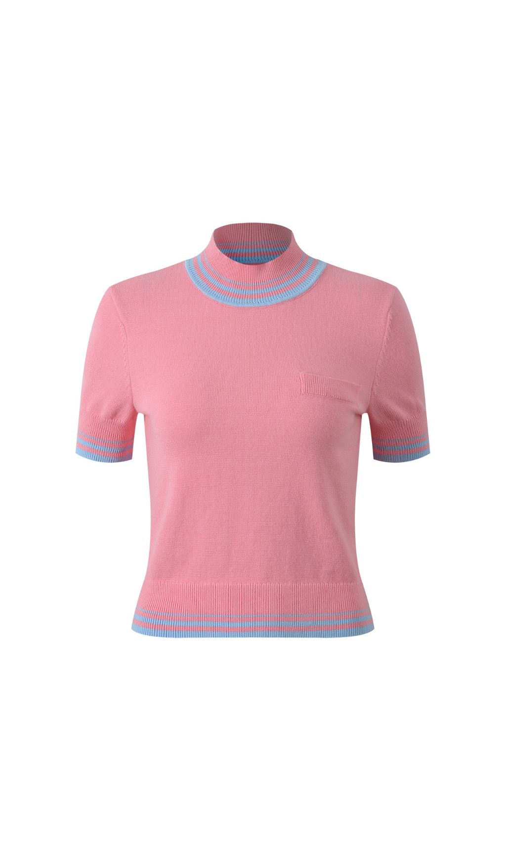 Fashionslee Women Pink Contrast Stripe Knit Top