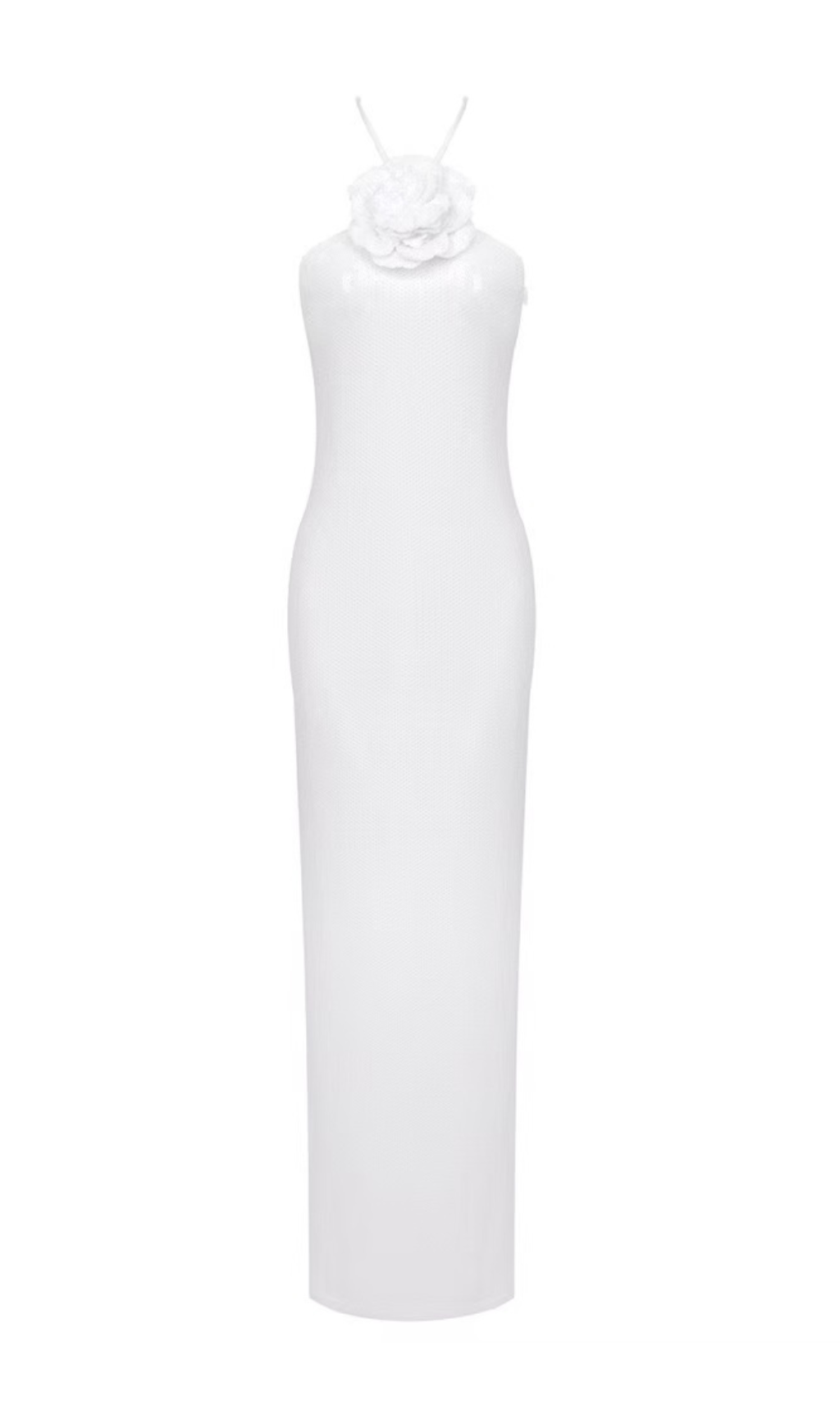 Fashionslee Women Tasso Halterneck Flower Sequin Maxi Dress In White