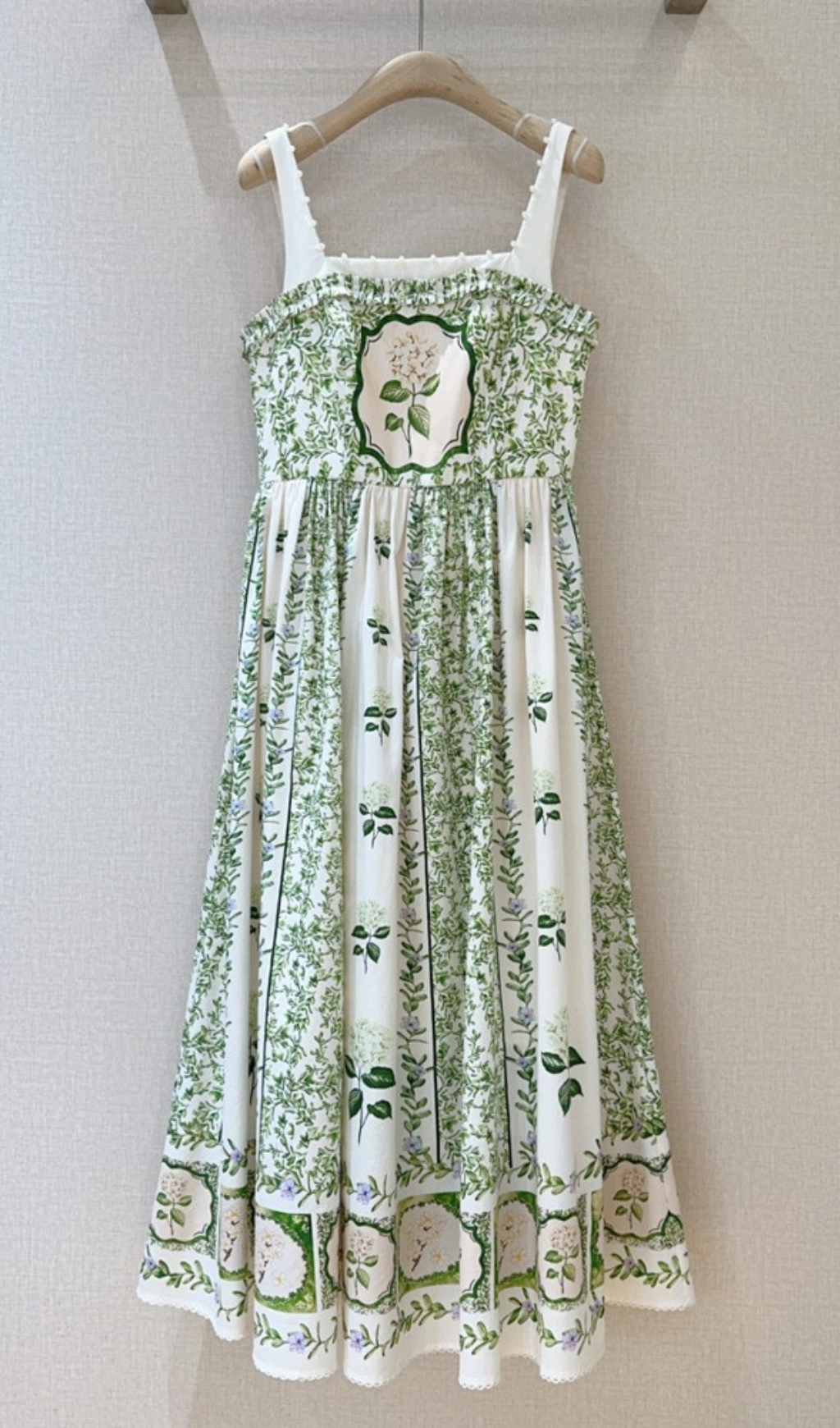 Fashionslee Women Eleazar Green Flower Printed Midi Dress