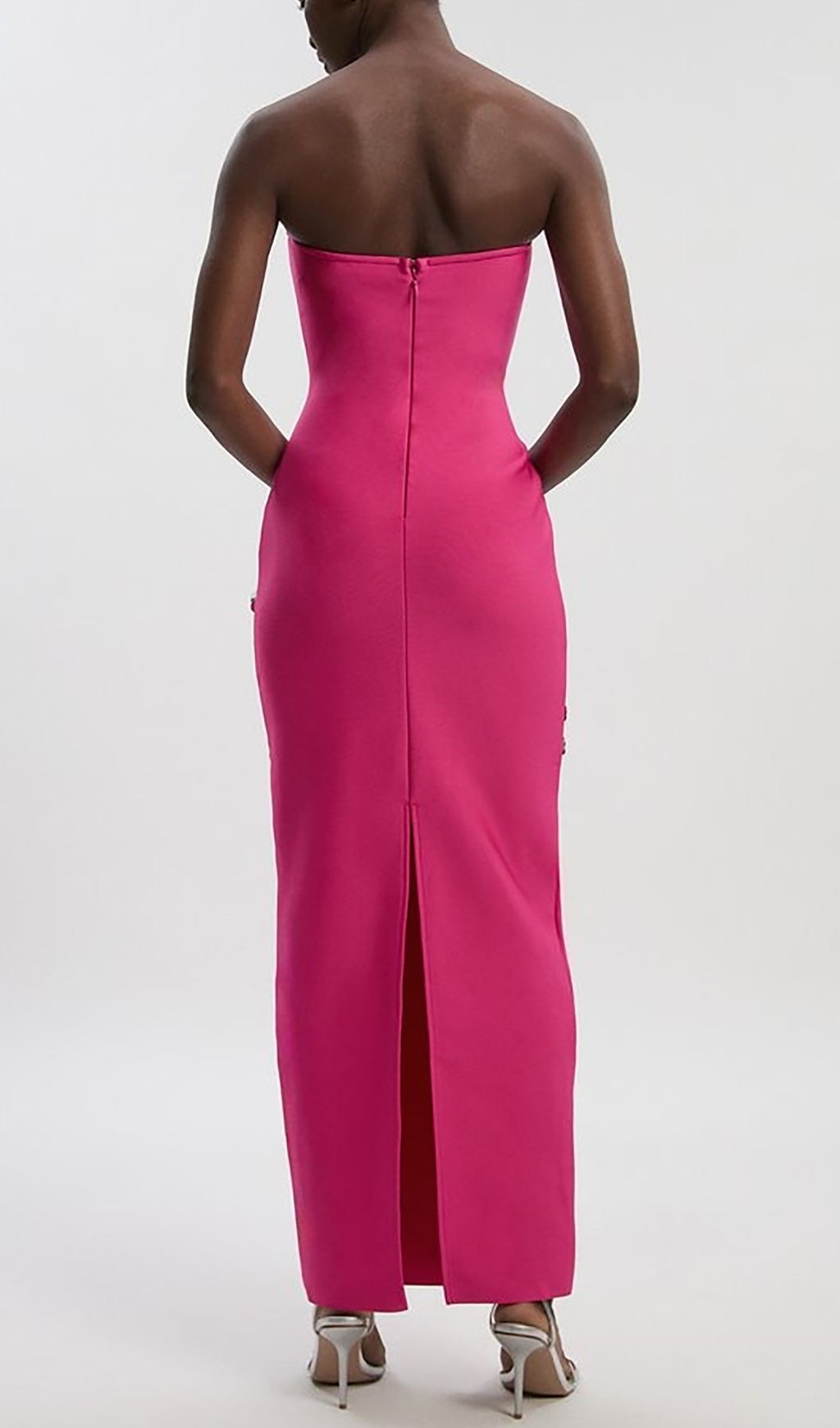 Fashionslee Women Izzy Pink Strapless Flower Bandage Maxi Dress