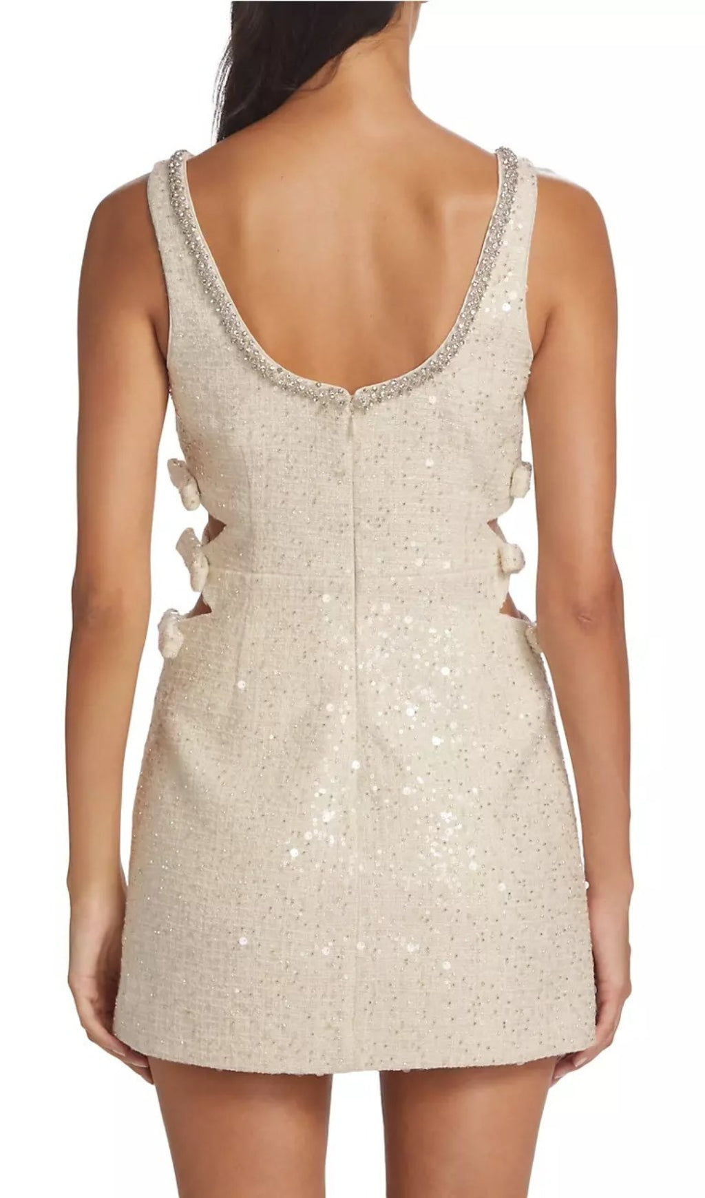 Fashionslee Women Ayaan Ivory Boucle Cutout Mini Dress
