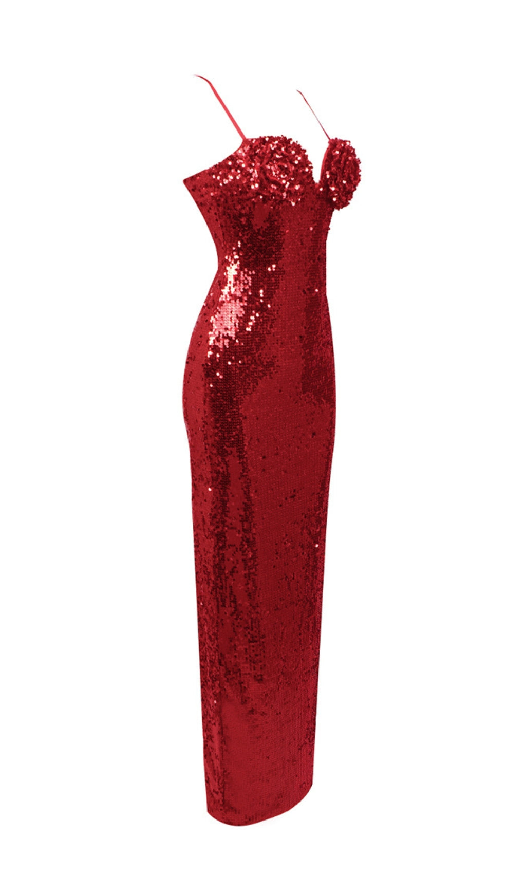 Fashionslee Women Aditi Red Flower Sequin Maxi Dress