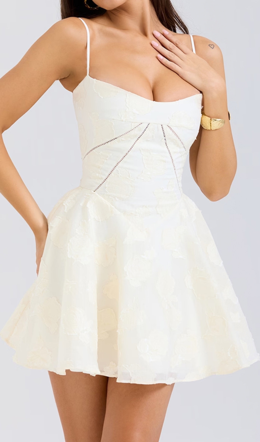 Fashionslee Women Didina White Lace-Up Mini Dress