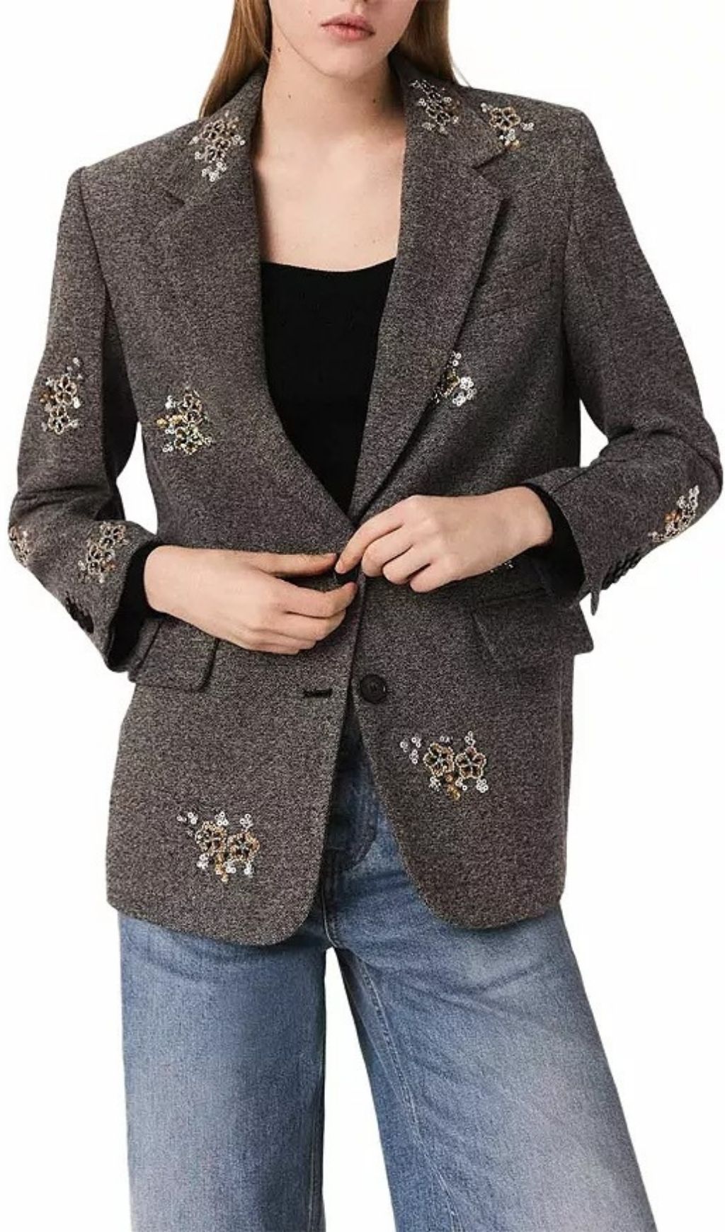 6207bbc6658e995cf3f08fa4e40afb9a.jpg Fashionslee Women Vivron Embroidered Herringbone Jacket