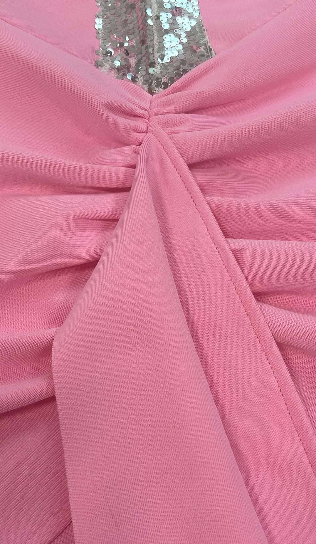 622d4142413218c5118714451dfe361b.jpeg Fashionslee Women Strass Embellished Ruched Mini Dress In Pink