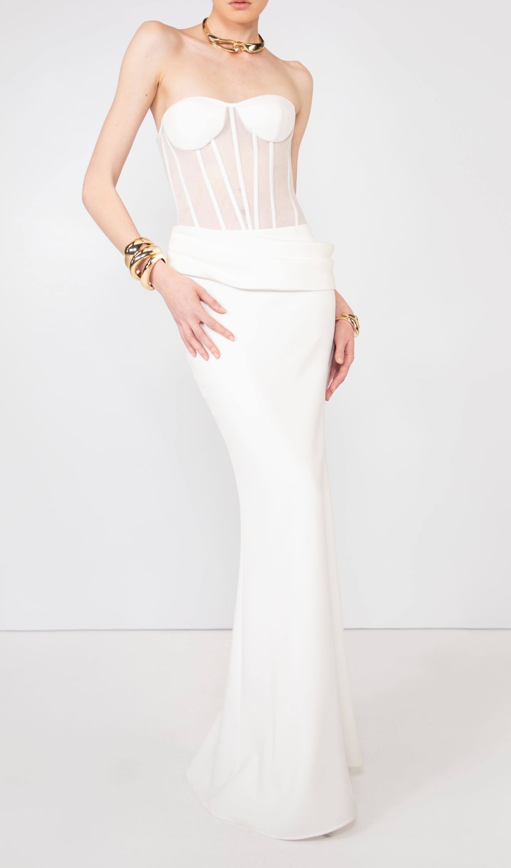 Fashionslee Women Ilena White Corset Skirt Set