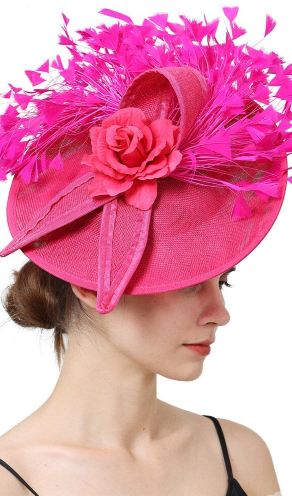 Fashionslee Women Pink Elegant Feather Fascinators