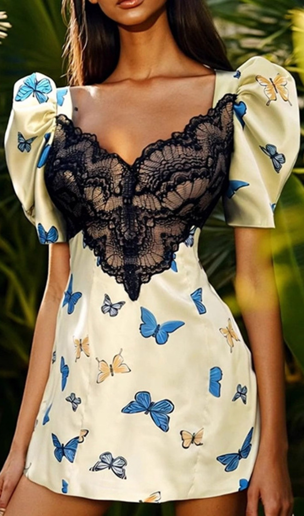 Fashionslee Women Fleet Butterfly Lace Mini Dress