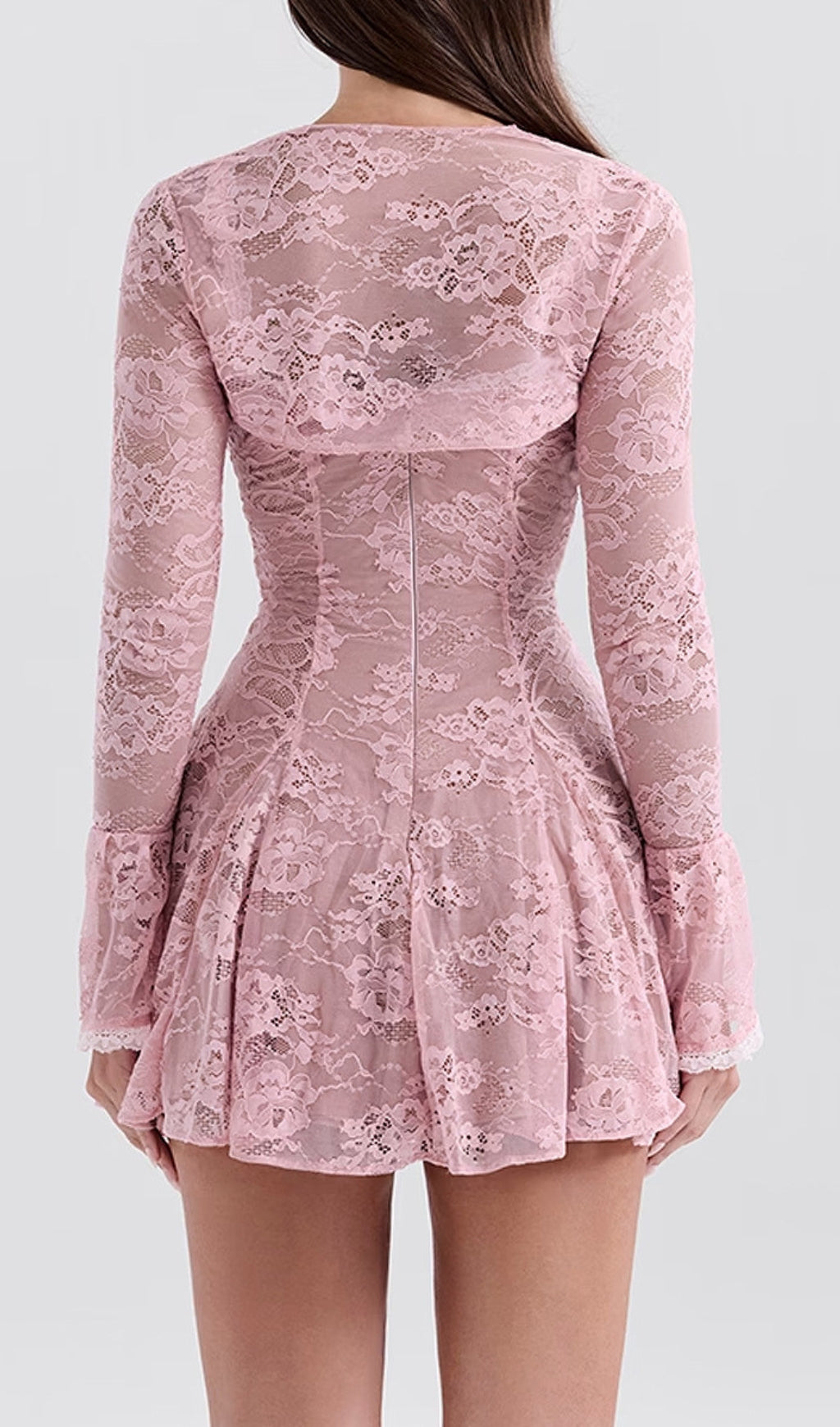 Fashionslee Women Brea Perfectly Pink Lace Mini Dress