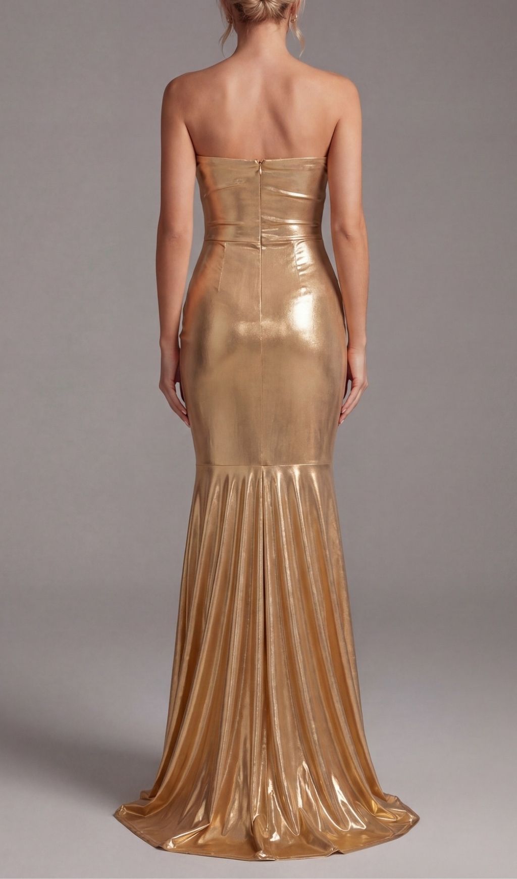 Fashionslee Women Khadijah Gold Strapless Ruched Maxi Dress