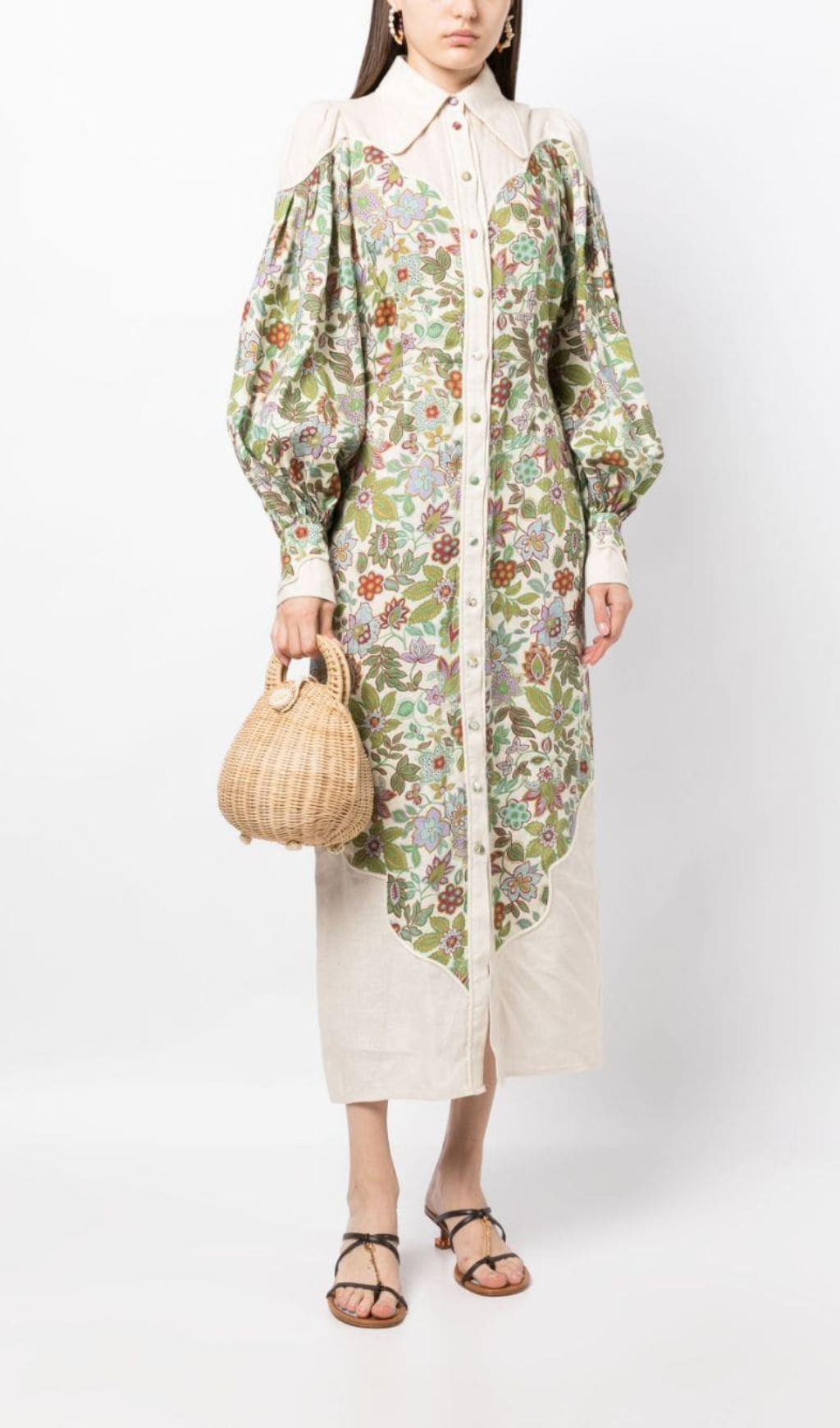 Fashionslee Women Alyson Floral Puff Sleeve Midi Dress
