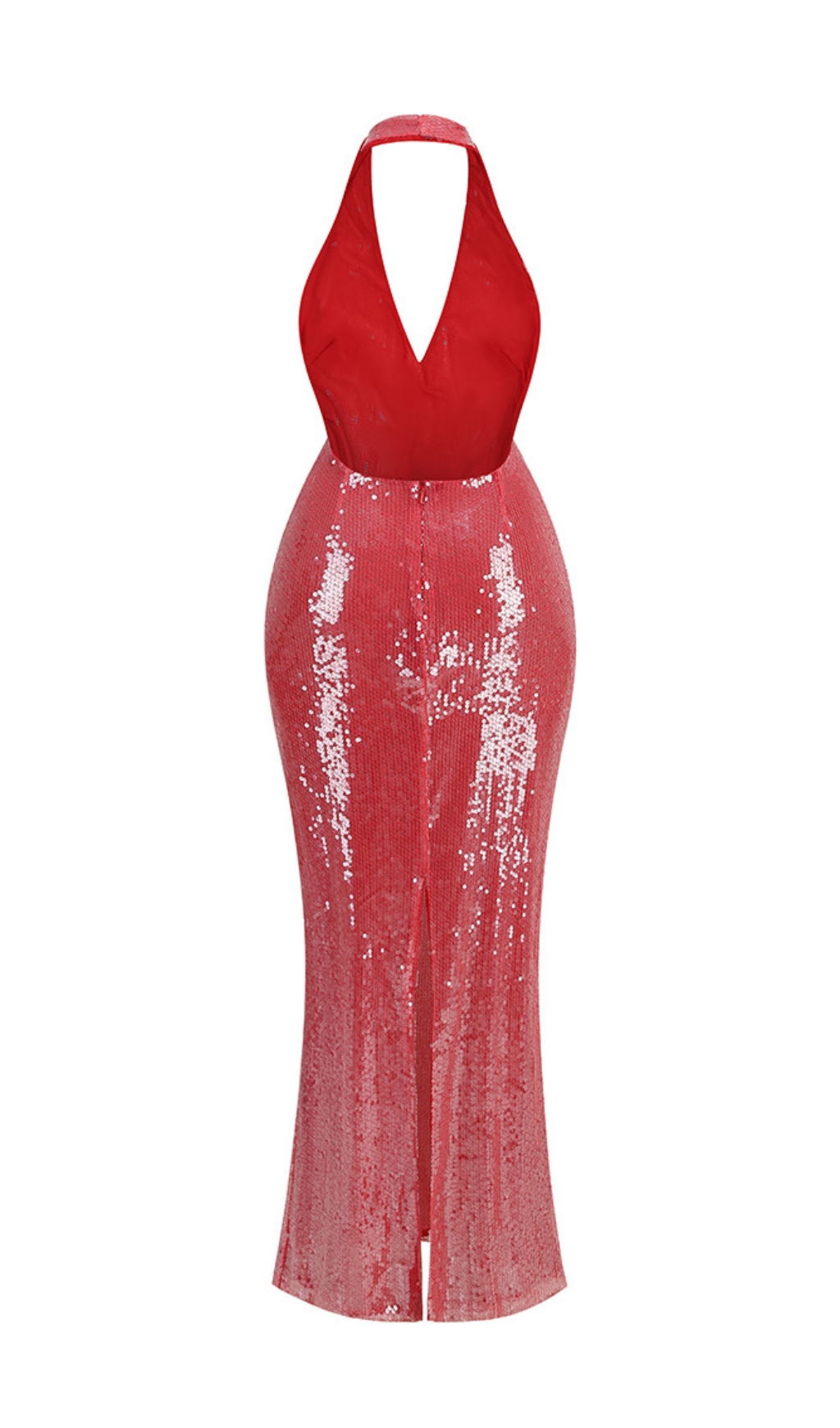 62a9852311adefa67c4ca9ab12b44267.jpg Fashionslee Women Brona Rose Red Halter Sequin Maxi Dress