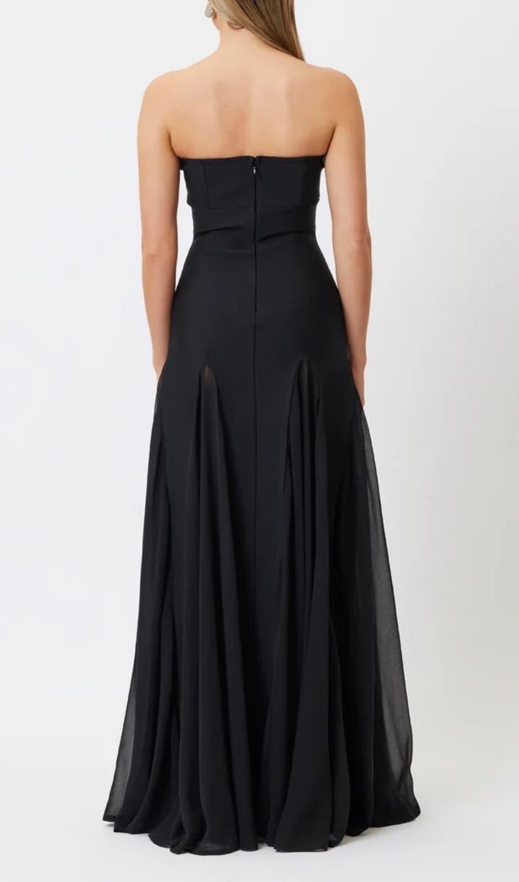 62ae25f5eb4fba38427e459e29305141.jpg Fashionslee Women Strapless Mesh Insert A Line Maxi Dress Black