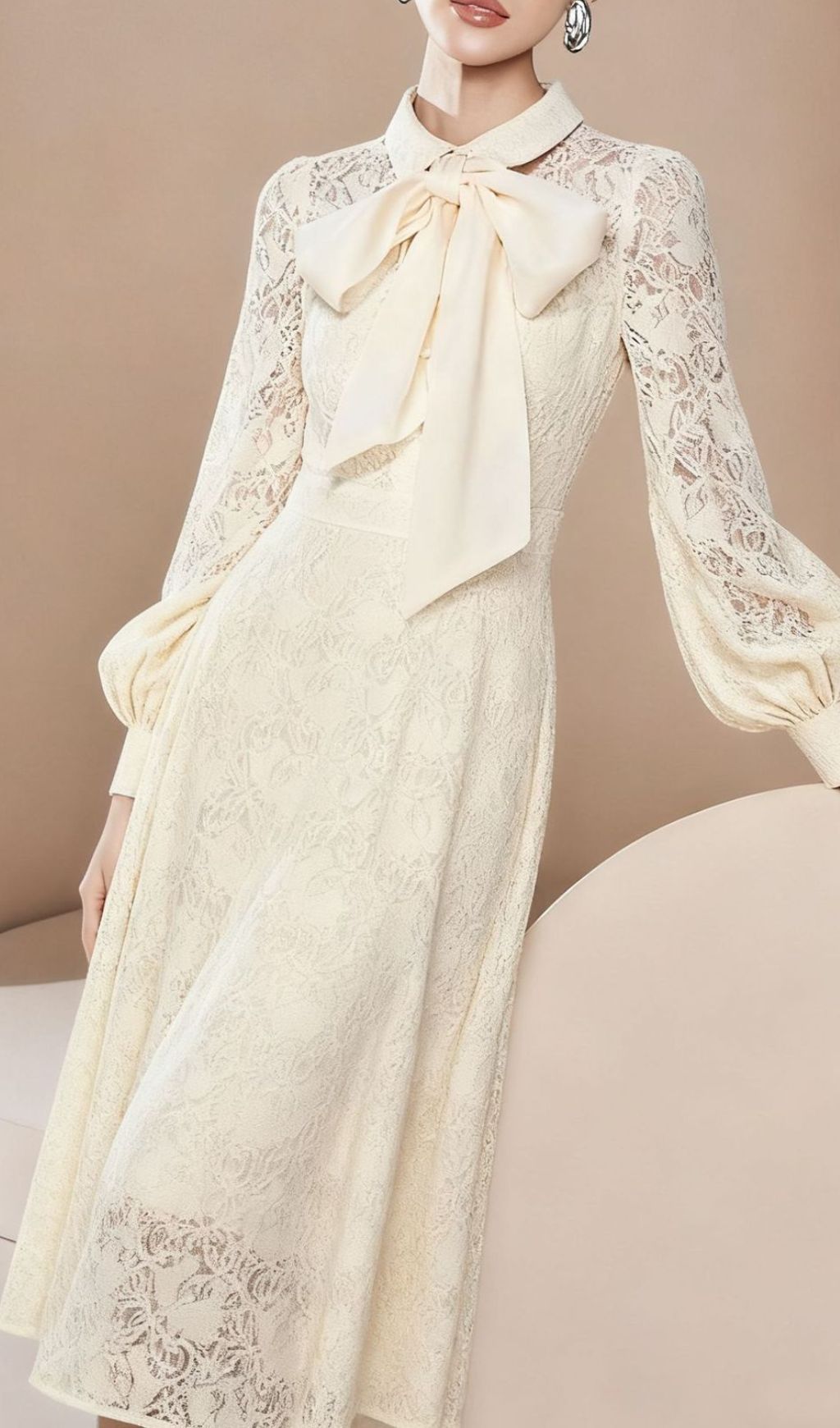 Fashionslee Women Issay Lace Long Sleeve Maxi Dress