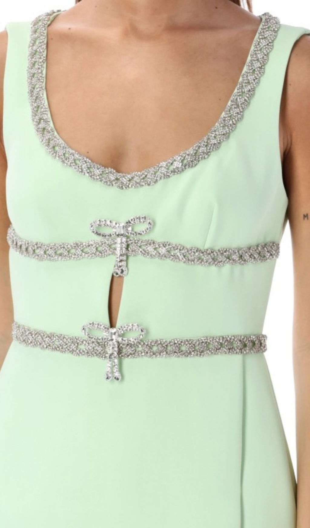 Fashionslee Women Diamante Bow Mini Dress