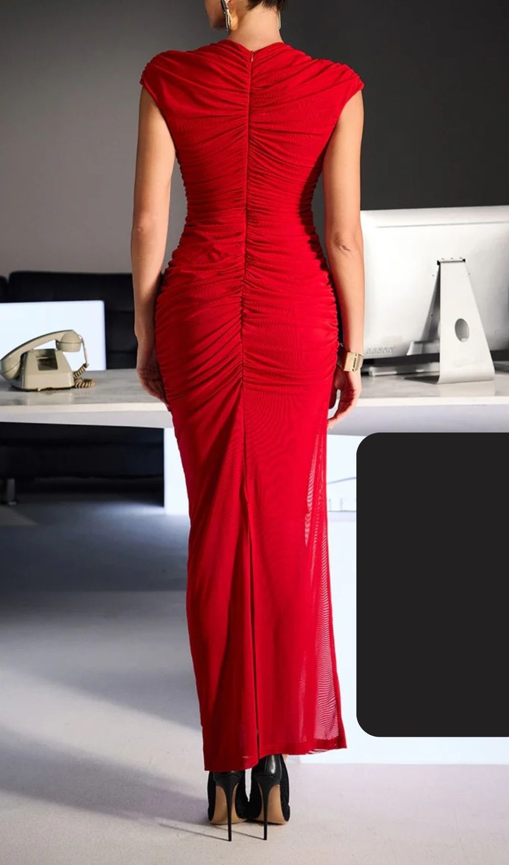 Fashionslee Women Drosyne Cutout Ruched Draped Maxi Dress In Red