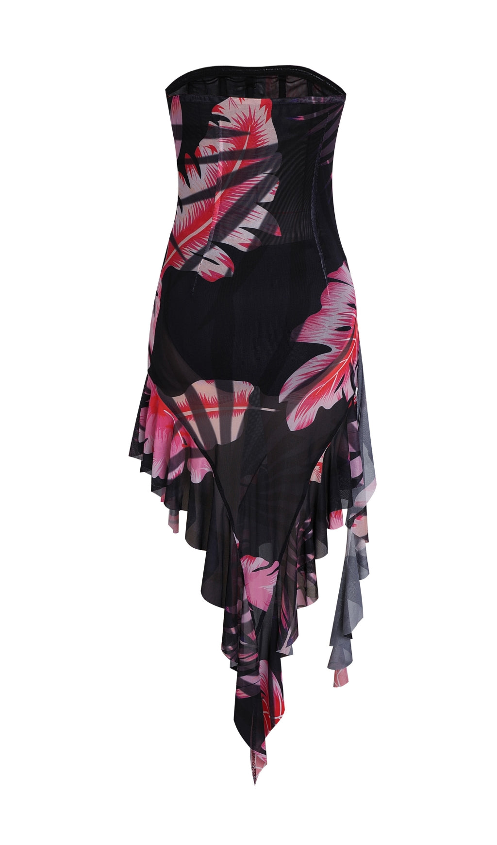 Fashionslee Women Tropical Leaf Color Tube Top Dress