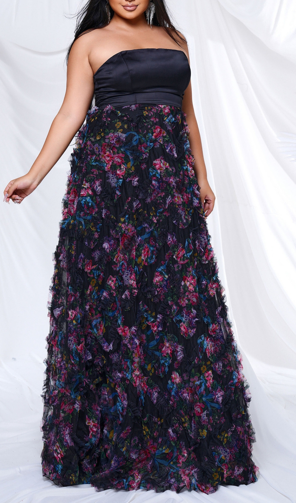 Fashionslee Women Belinay Black Strapless Plus Size Maxi Dress