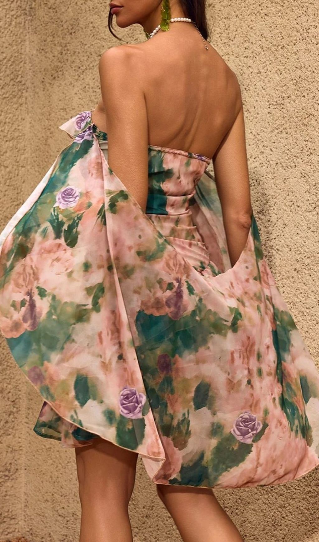 Fashionslee Women Chelan Cape Ruffle Floral Mini Dress