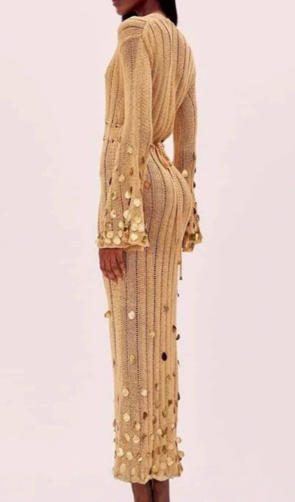 6312faac56682d707a9e4a58561a803b.jpg Fashionslee Women Honza Long Sleeve Sequin Knit Maxi Dress