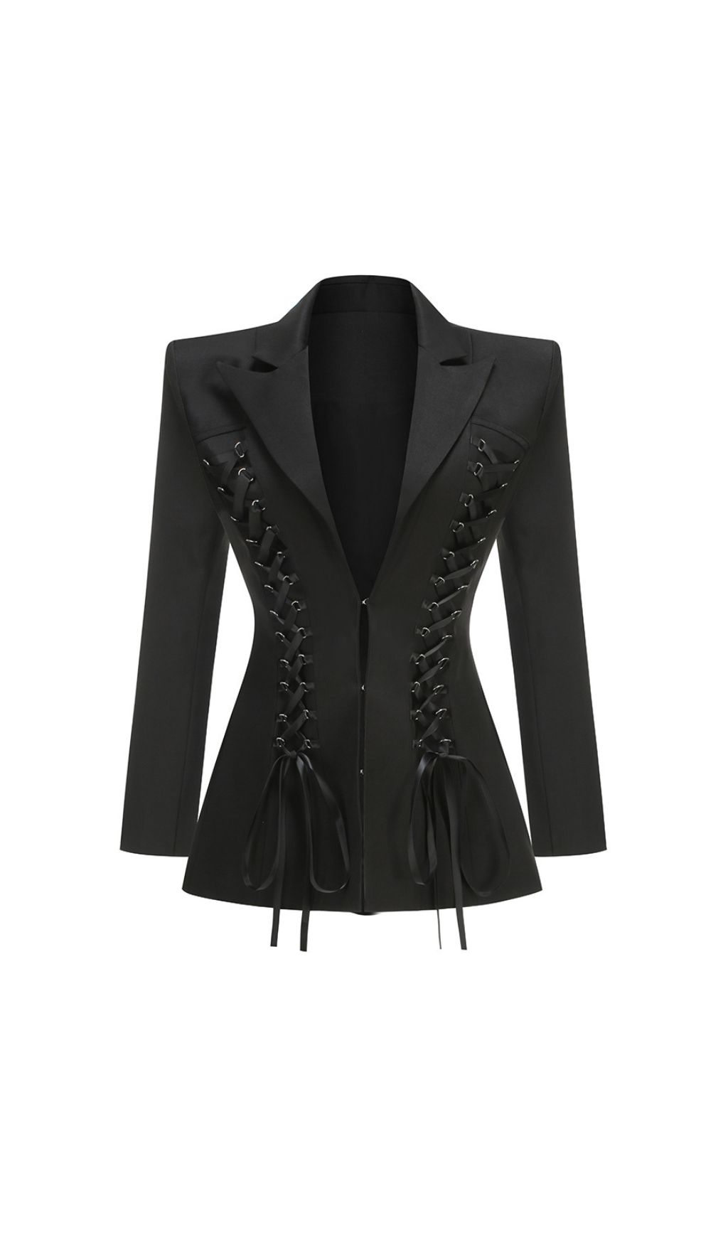 63710d91f1d75cd72b40e4c3859bd23c.jpg Fashionslee Women Ishan Black Lace-up Blazer Dress