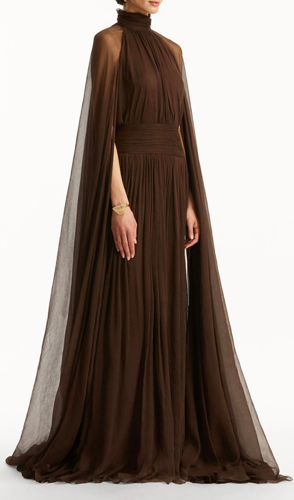 Fashionslee Women Franz Coffee Butterfly Mesh Maxi Dress