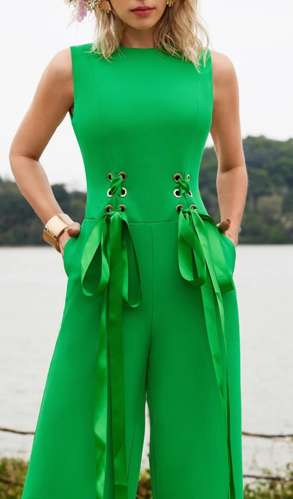 6397831784af583ea01f701591ec4d4e.jpeg Fashionslee Women Addy Sleeveless Lacing Jumpsuit