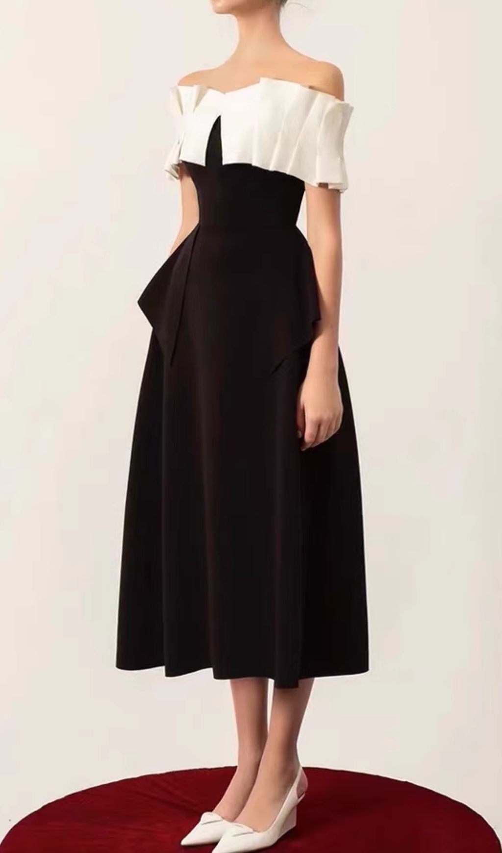 63aec586e41bfa1657884051b8ab0051.jpg Fashionslee Women Chanon Black Off Shoulder Midi Dress