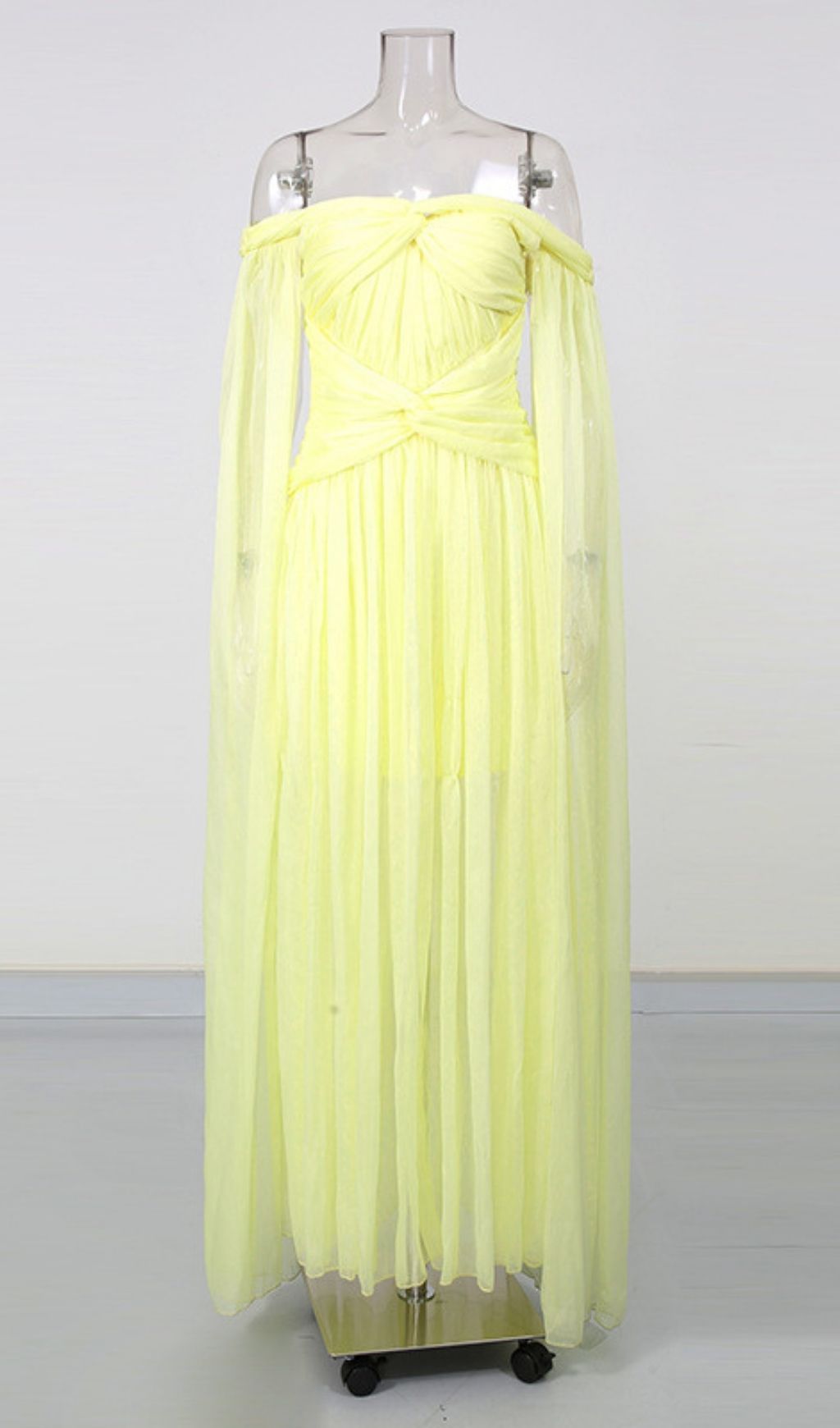 Fashionslee Women Keturah Yellow Ruched Maxi Dress