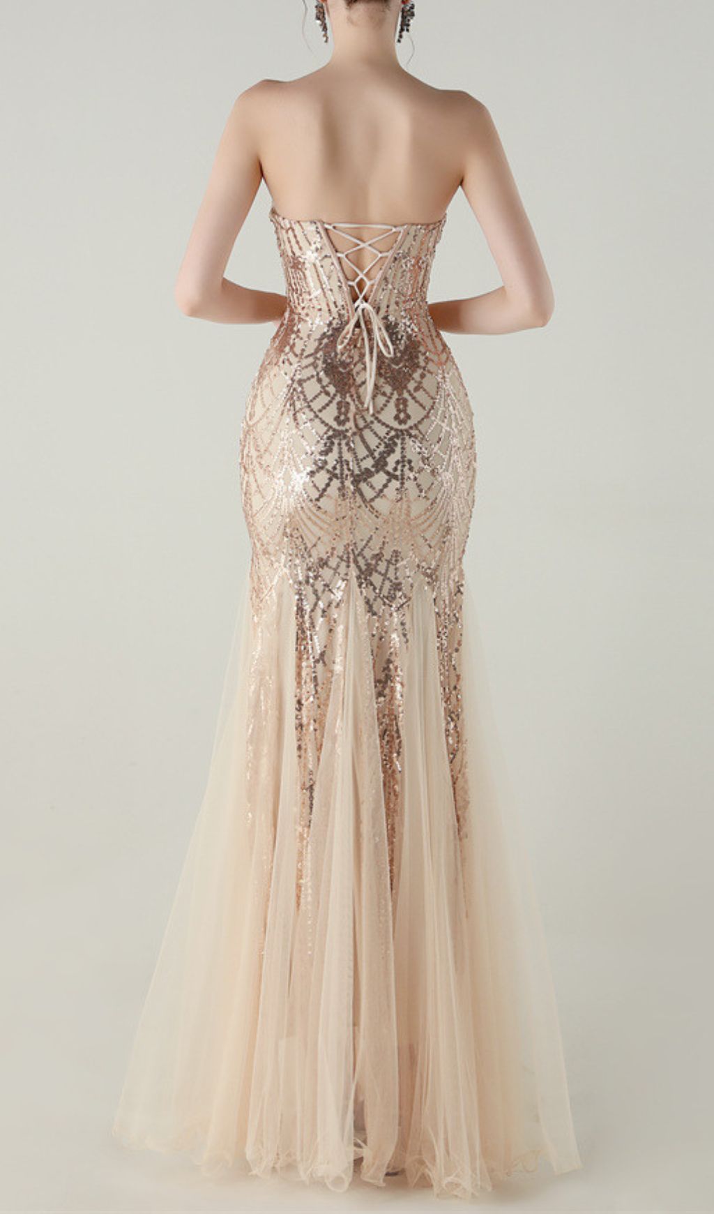 63c7b8de6f50ded769744b2fdb47d559.jpg Fashionslee Women Ikuye Strapless Sequin Mesh Maxi Dress