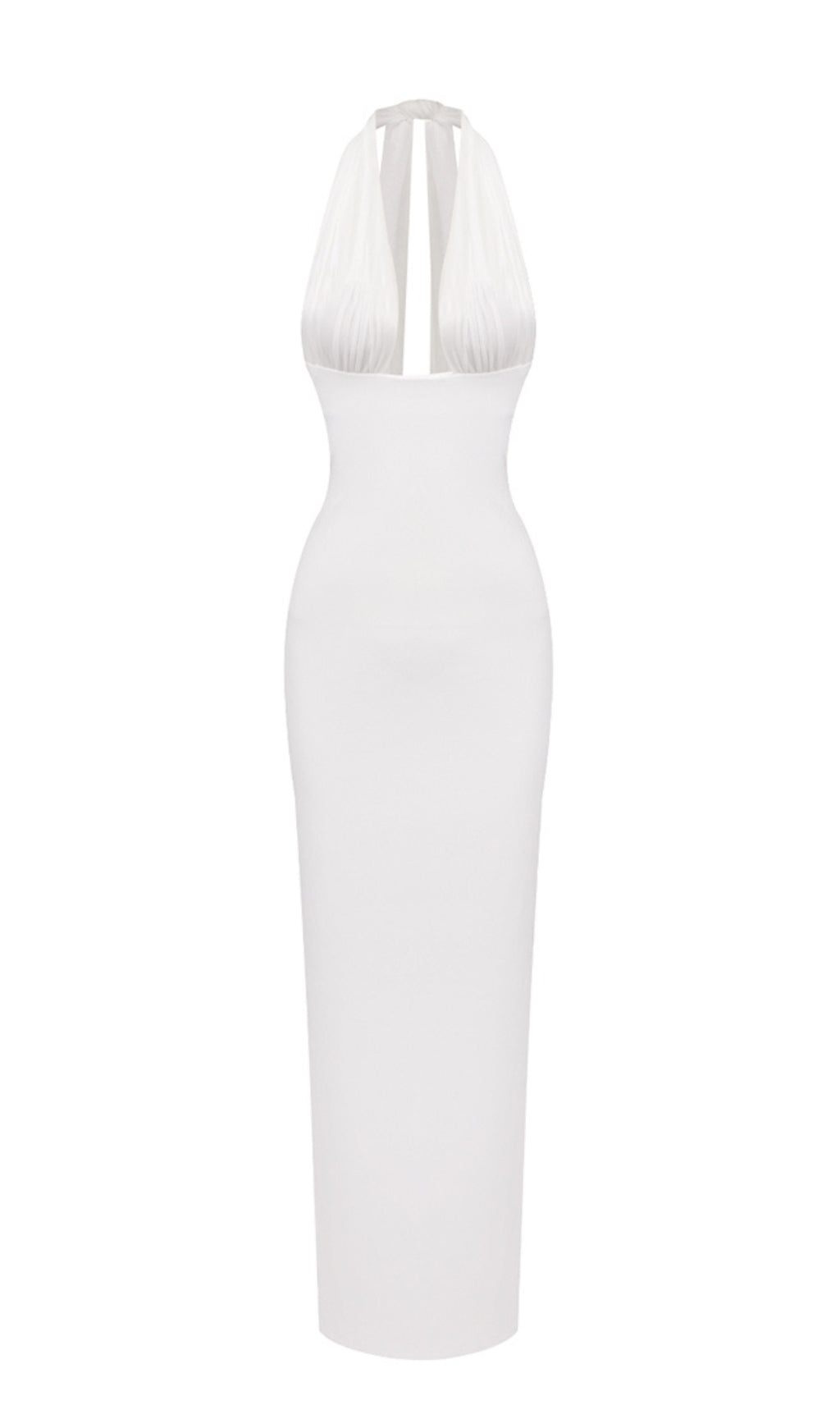 63c81f06f06895ae0b5542b25cb613ef.jpeg Fashionslee Women Brittney White Halter Draped Maxi Dress