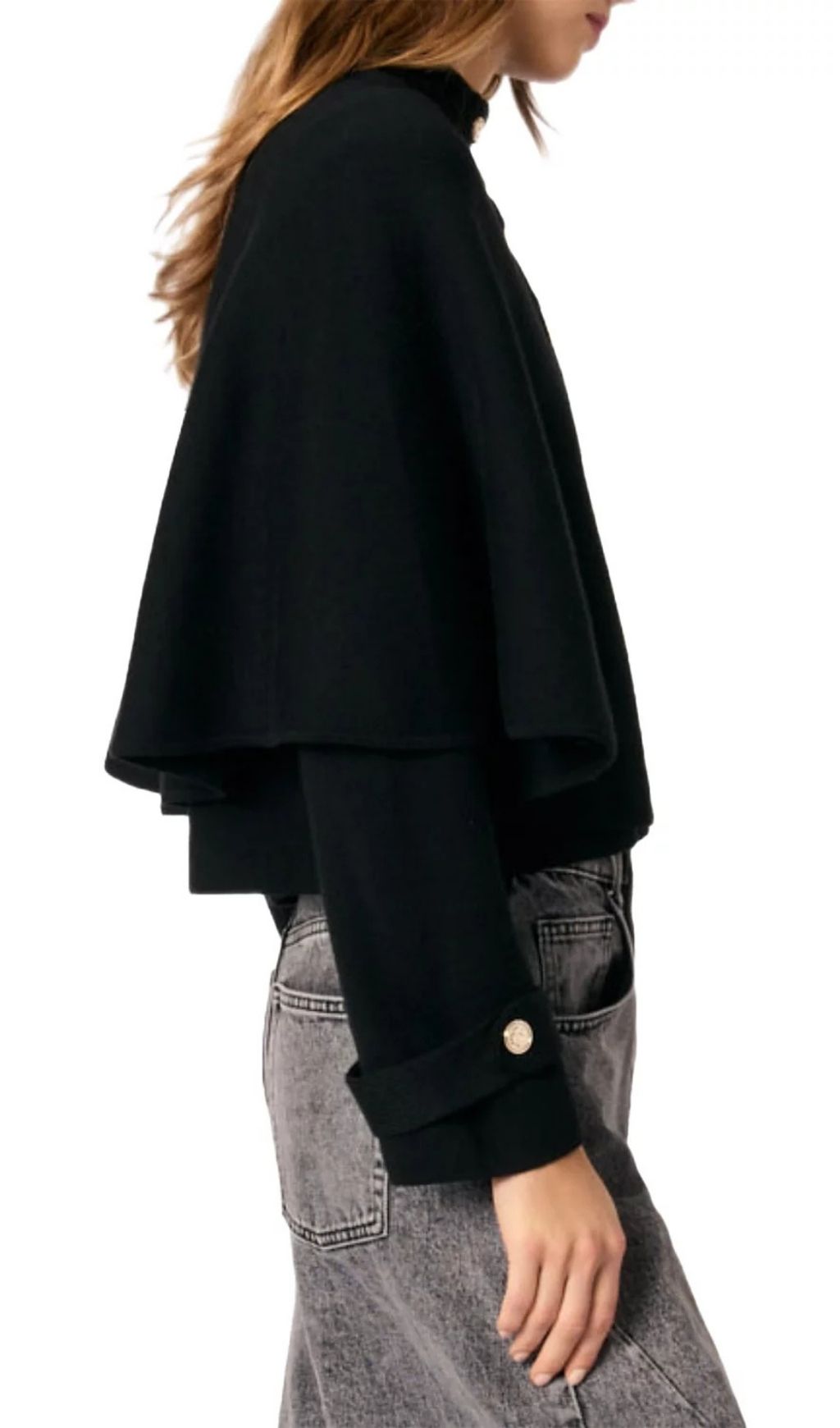 TRENDING CAPE CARDIGAN IN MUST-HAVE BLACK - OWNCI