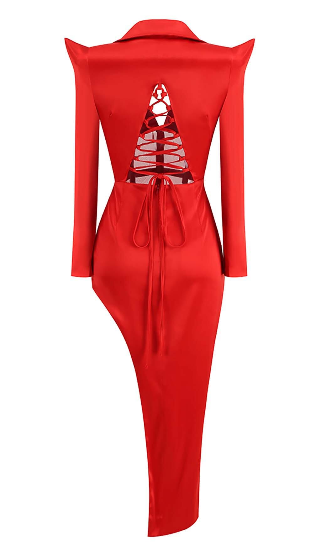 63f8c5441aa5231c5091a752c630b90e.jpeg Fashionslee Women Corset Plunge Jacket Dress In Red